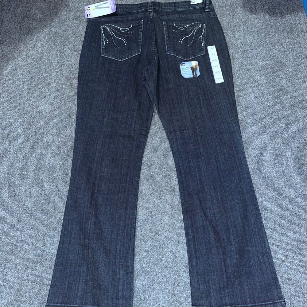 Lee Slender Secret Stretch Barely Bootcut Jeans Dark Wash Embroidered 18S NEW